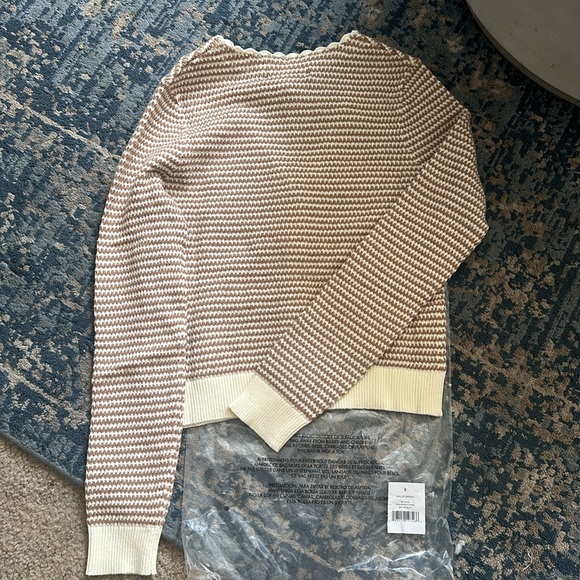 Rachel Parcell SET - Cream/Brown Scallop Cardigan XS + Knit Shorts S - NWT - Picture 12 of 15